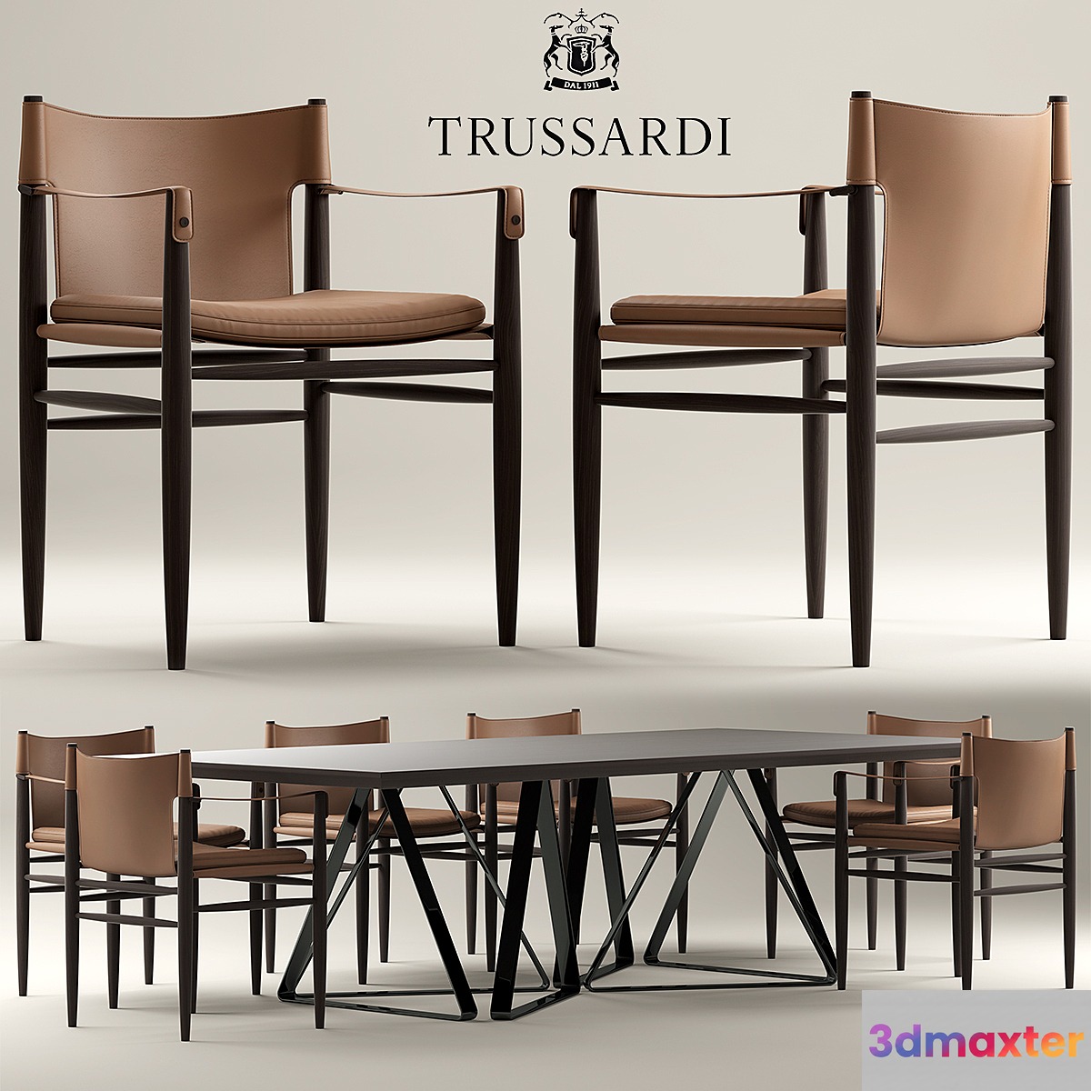 Table and chairs Trussardi Casa Saddle Chair