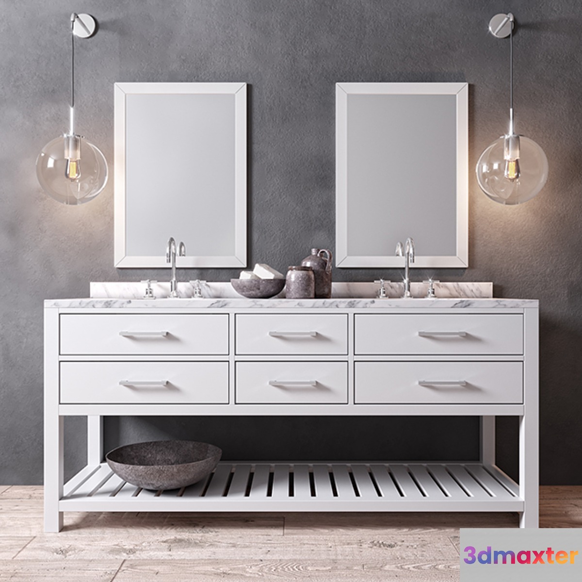 HUTTON DOUBLE WASHSTAND 3D Max
