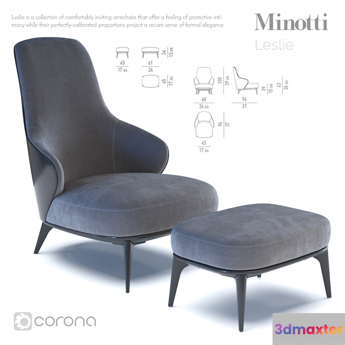 Minotti Leslie 3D Max