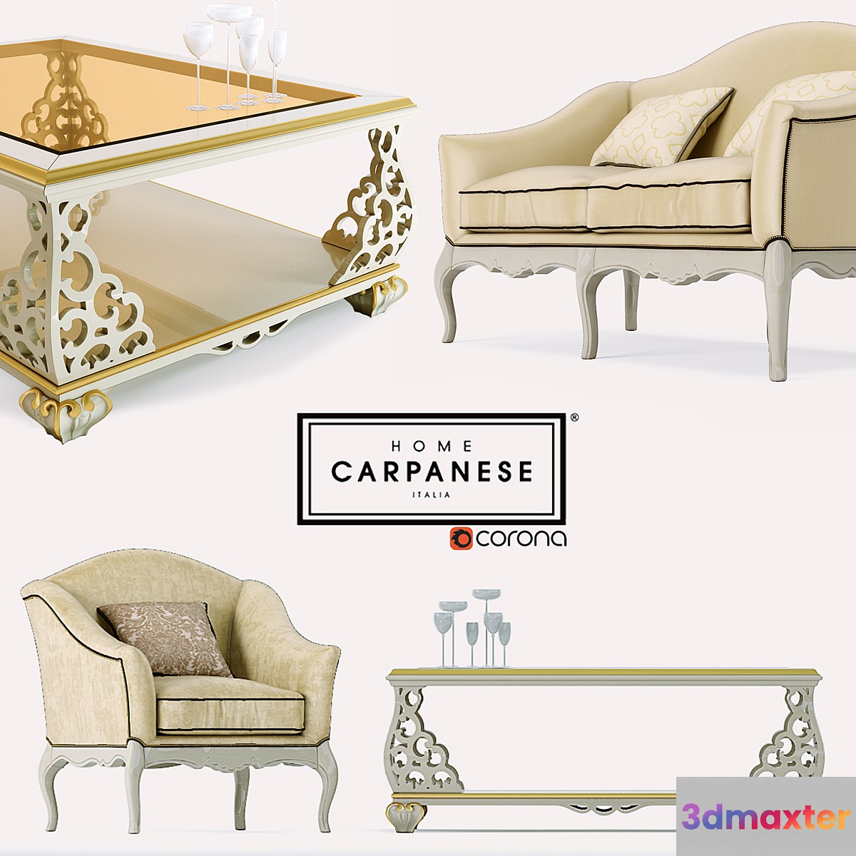 Sofa armchair table Carpanese 3D Max