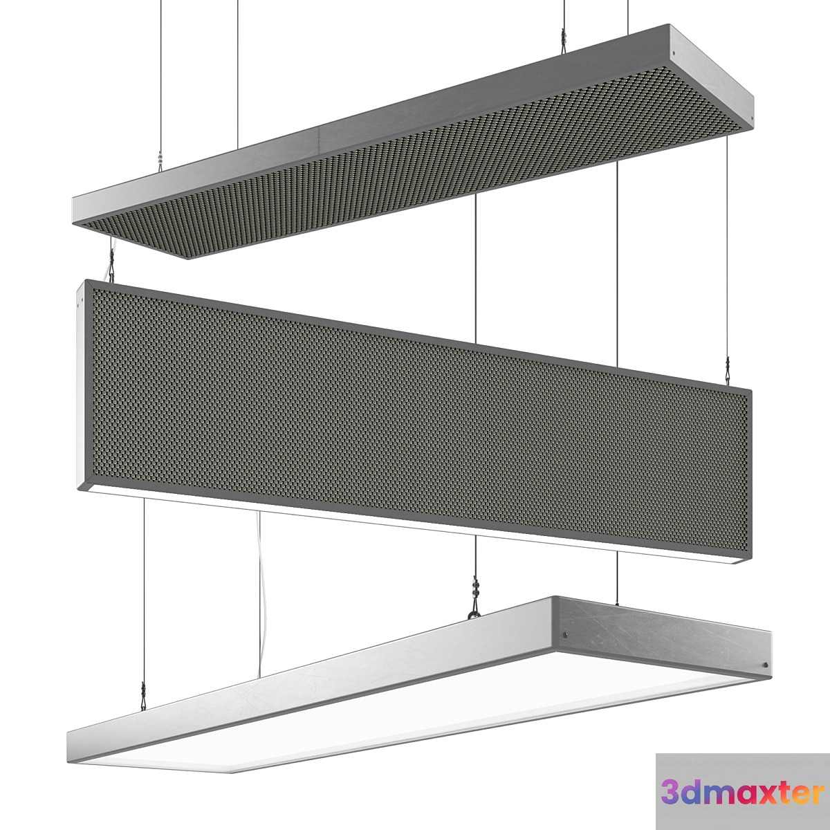 Acoustic panels hanging elements lamps. 3D Max