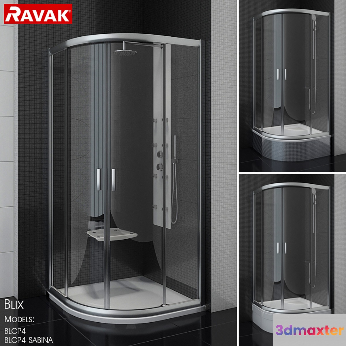 Semi-circular shower cabins Ravak BLIX