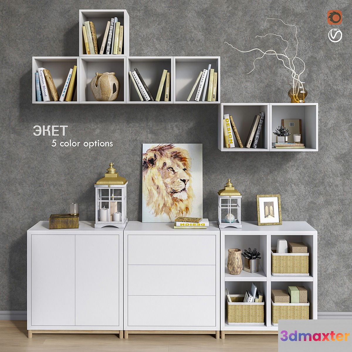 Modular furniture IKEA accessories and decor set 9 3D Max