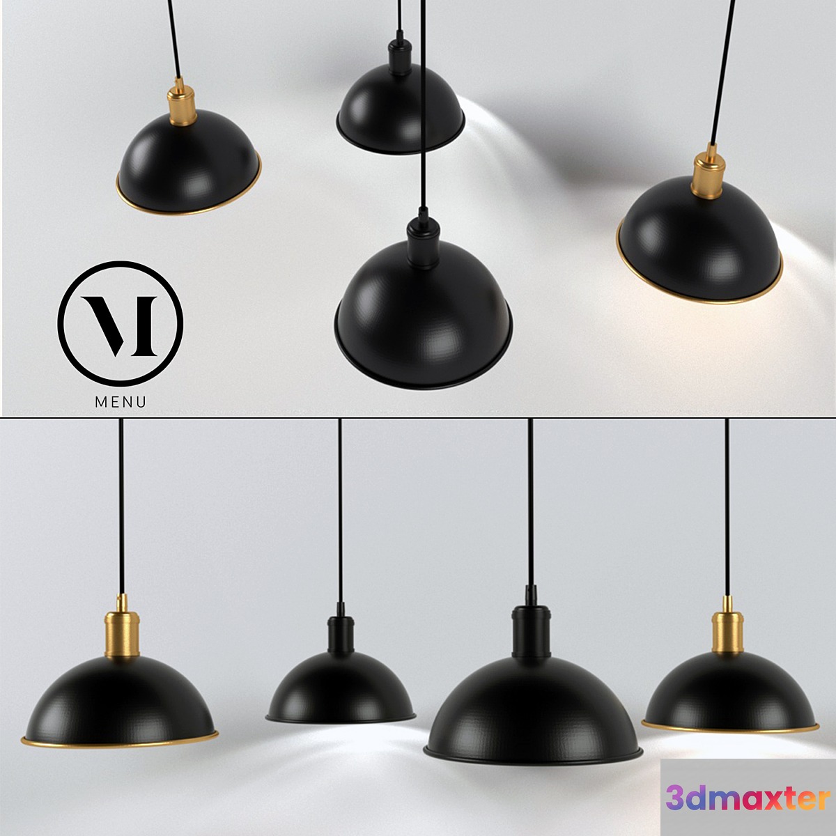 Hubert Pendant Tribeca by Soren Rose Menu _ Ceiling lamp black & bronze 3D Max