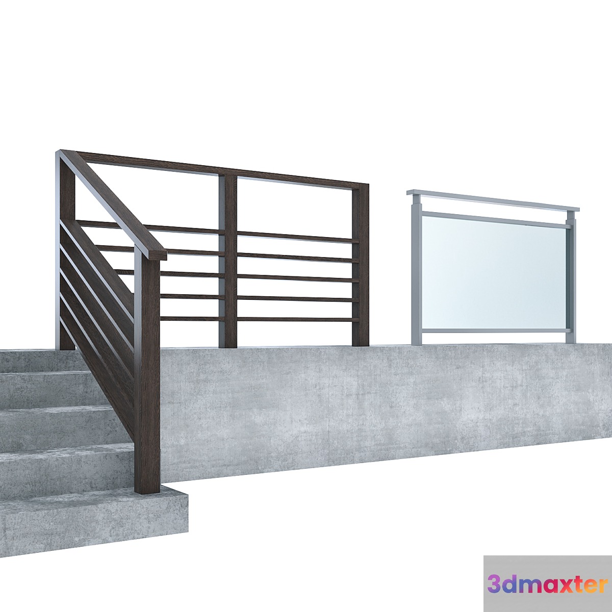 Handrail - 2 types 3D Max
