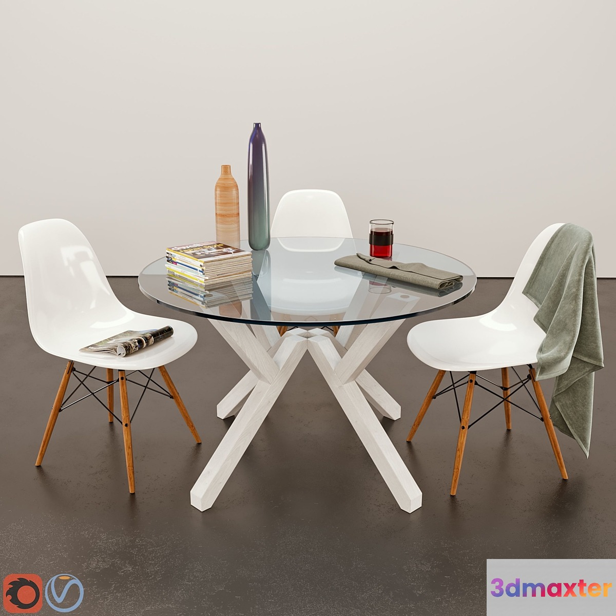 Dining Table - Mikado & Eames Chair 3D Max