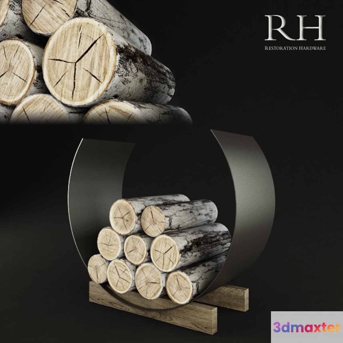 RH Marcus Eclipse Wood Holder 3D Max