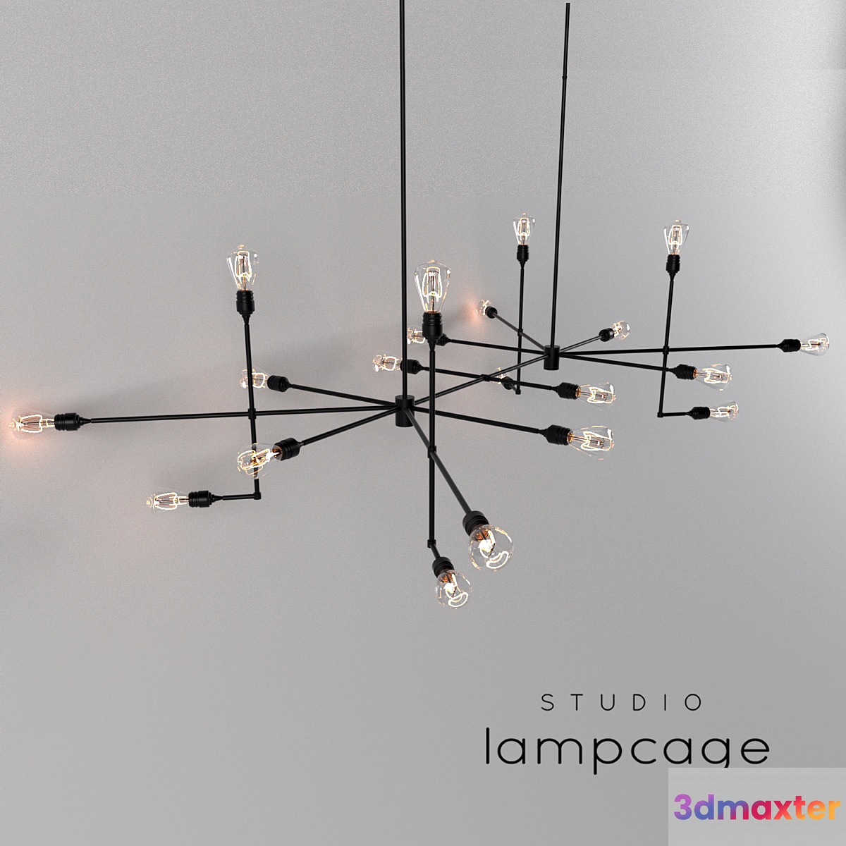 Industrial bar by Lamp Cage _ Chandelier black v2 3D Max