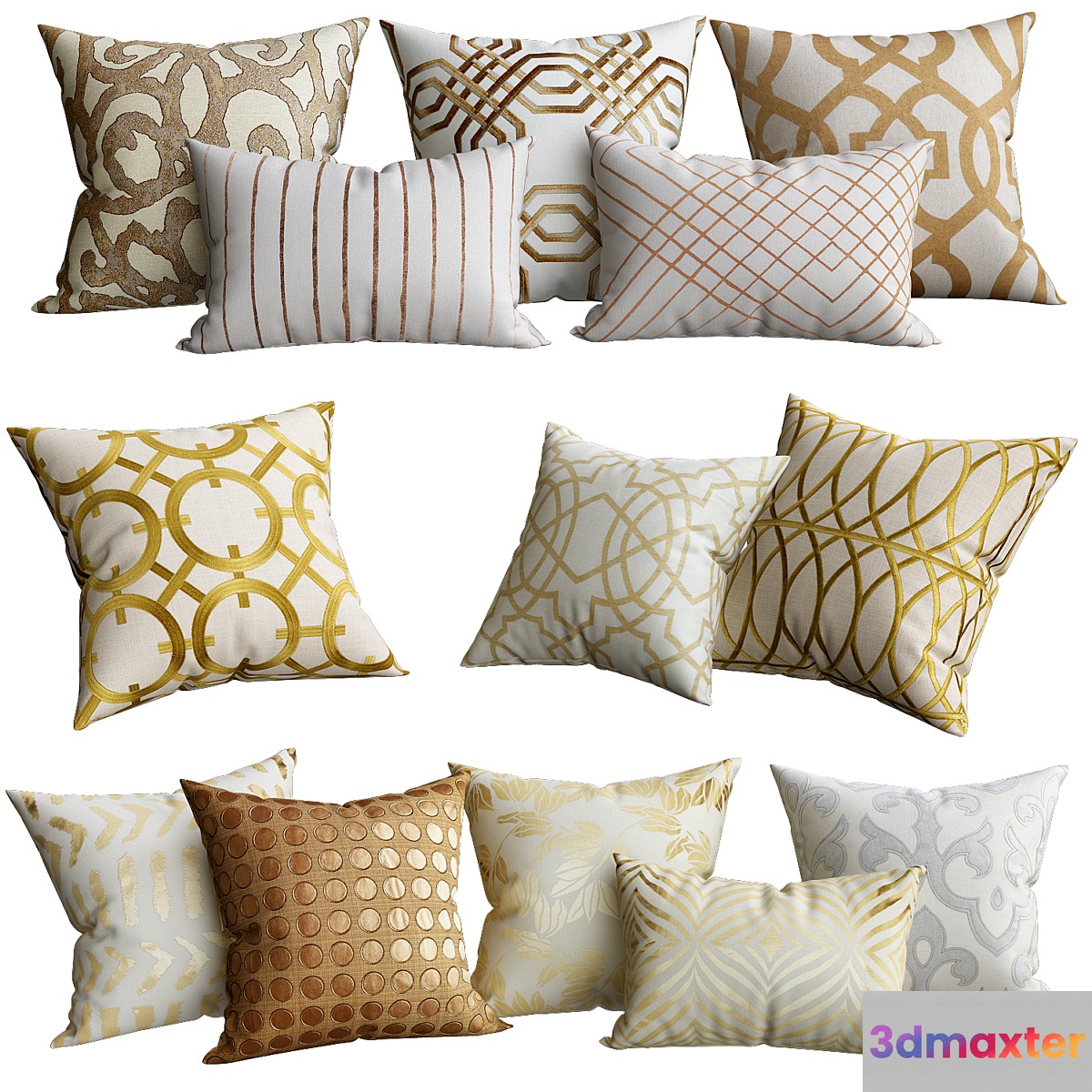 Gold cushion for sofa 3D Max