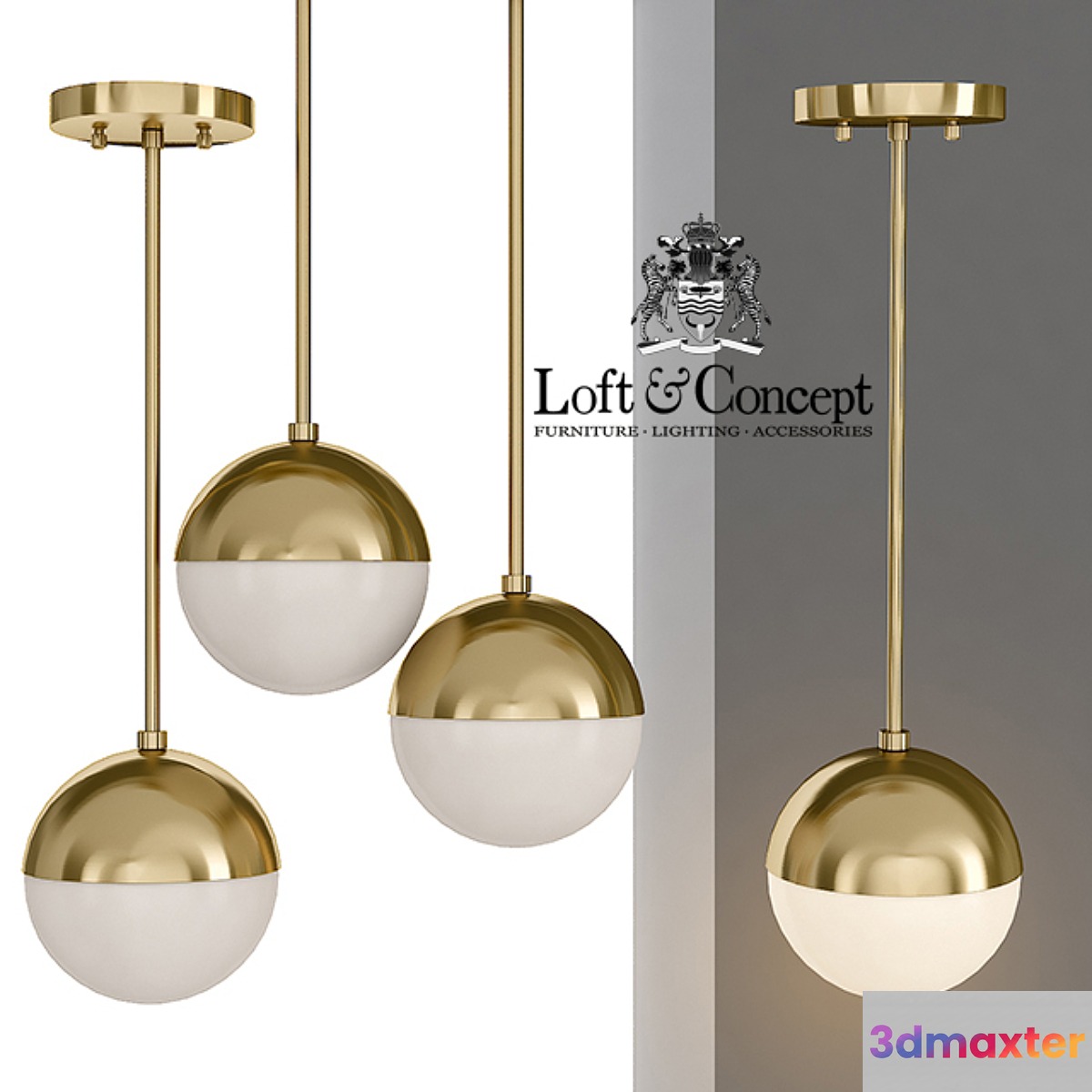 Suspension light Copper Light Pendant Orb 3D Max