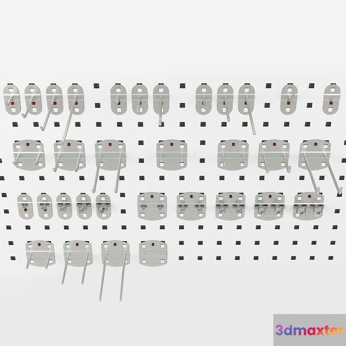 A set of RasterPlan fasteners for perforated panels 3D Max