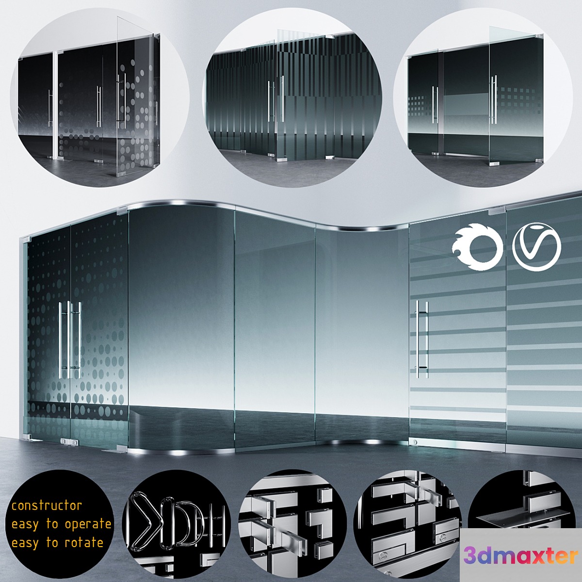 Swinging pendulum glass doors for office and home 2 _ corona - vray - No.2