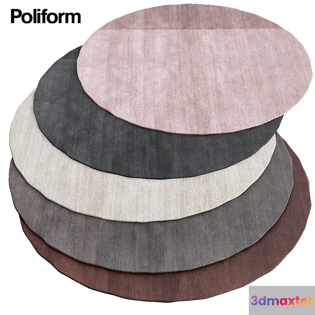 Plain gray poliform round rugs 3D Max