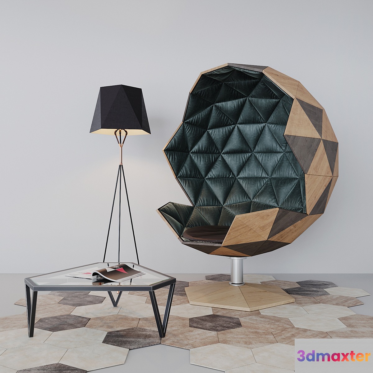 Art armchair and floor lamp 13309 3D Max