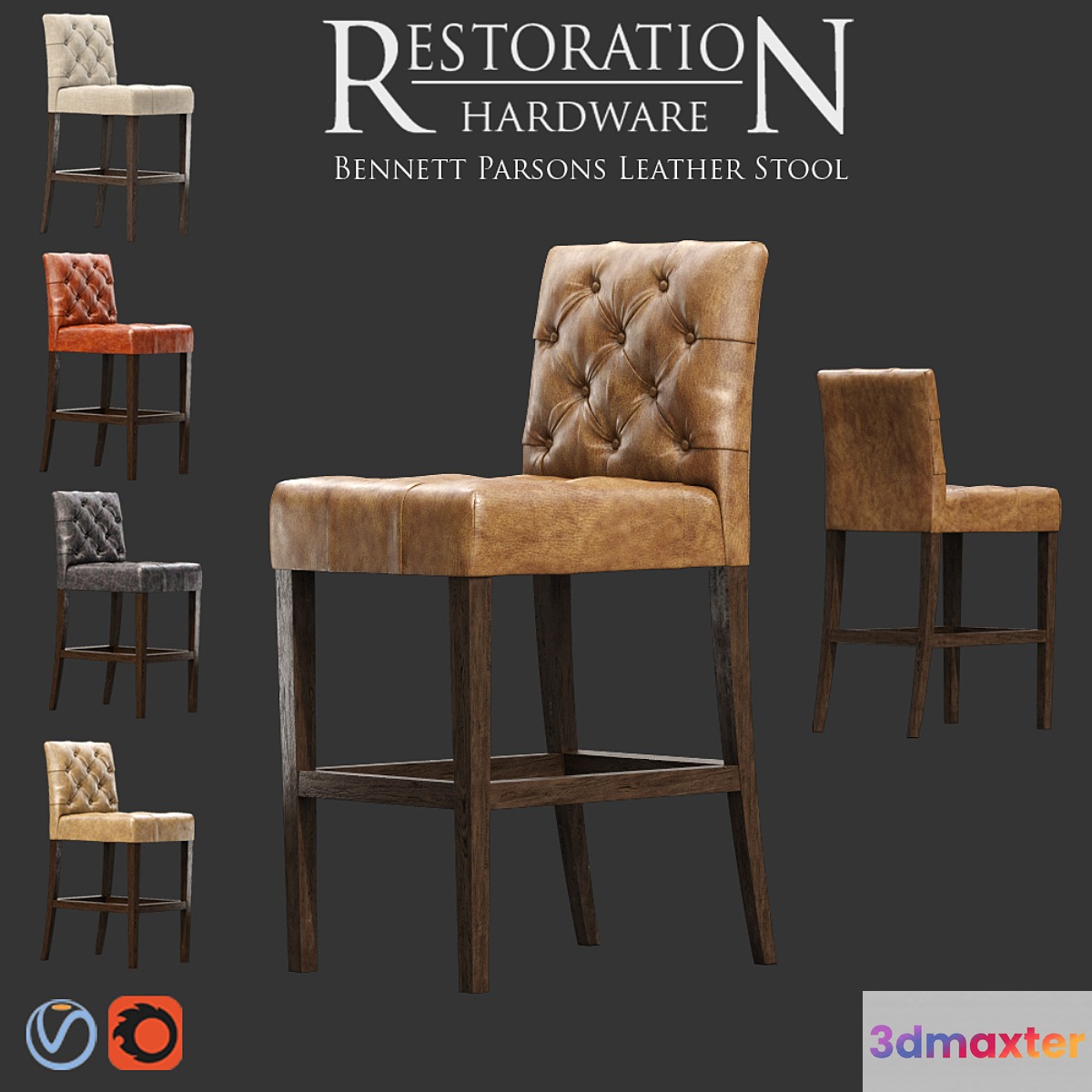 Restoration Hardware _ Bennett Parsons Leather Stool