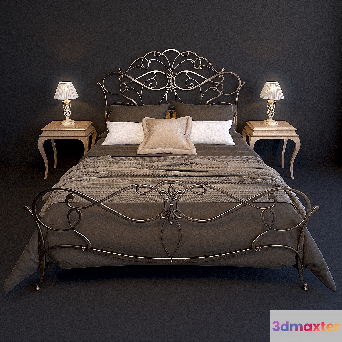 Bed EPOQUE Ciacci Classic 1027 + table Giusti Portos Rene + lamp Eurosvet 10054_1 - No.2