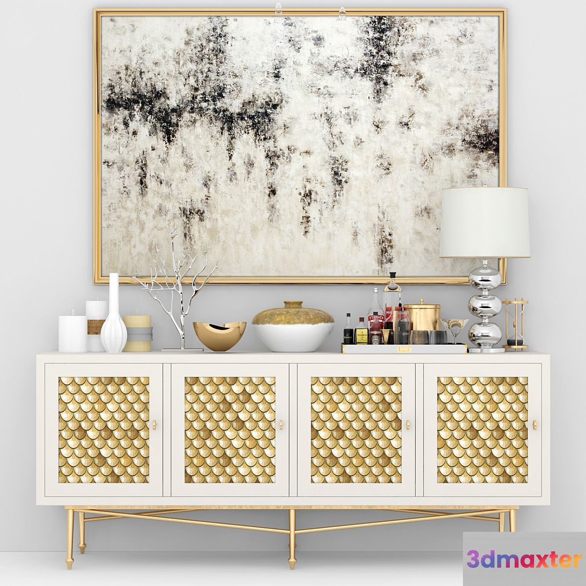 Designer chest of drawers with alcohol and lamps