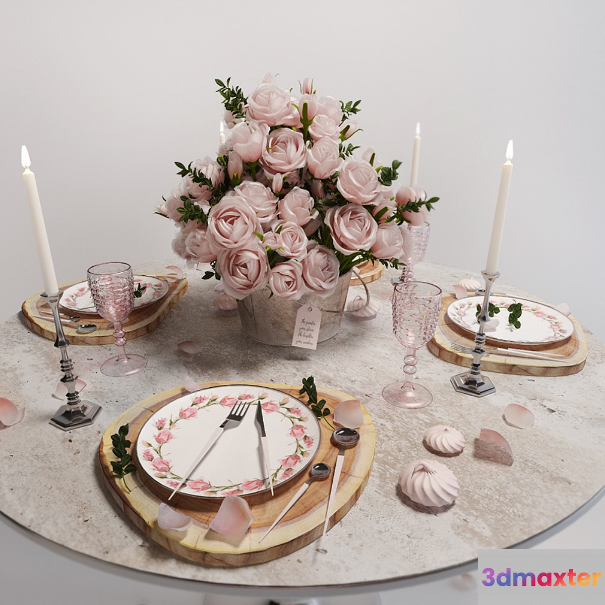 Table setting with roses _ Table setting with roses - No.3