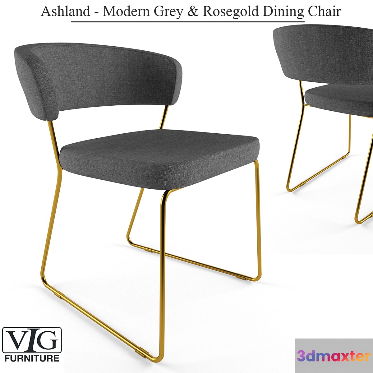 Ashland - Modern Gray & Rosegold Dining Chair
