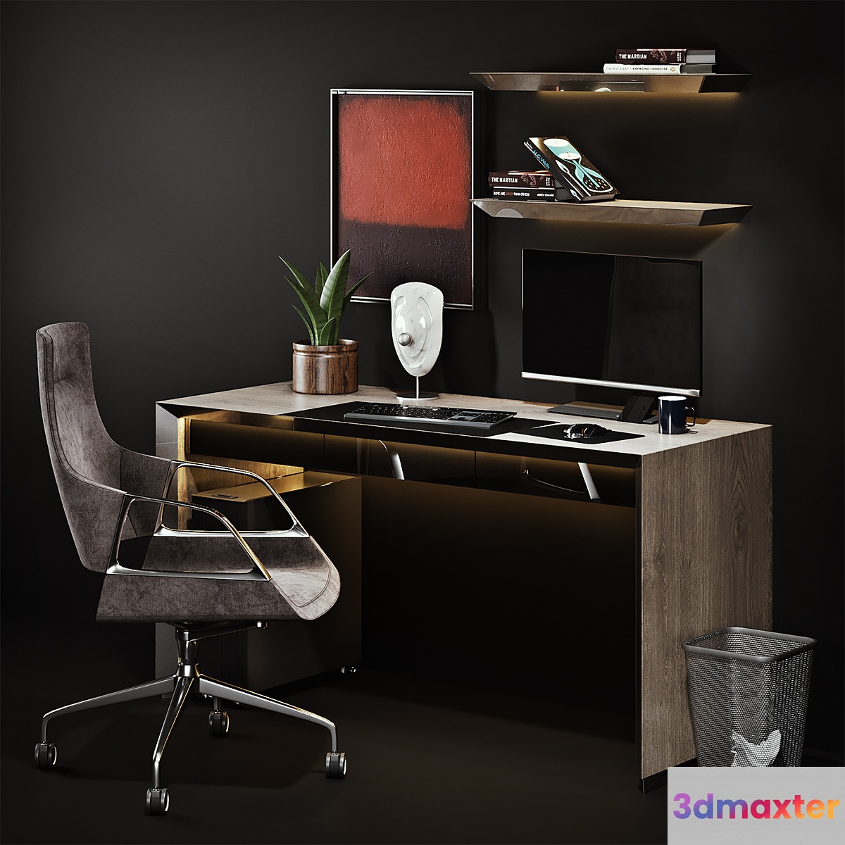 Workplace with Graph Chair 3D Max