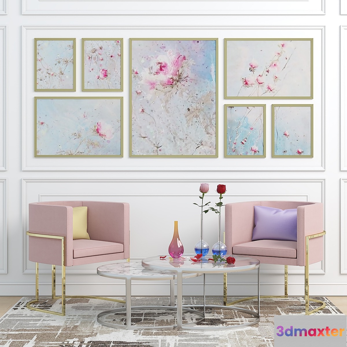 Julius chair and twin coffee tables 3D Max