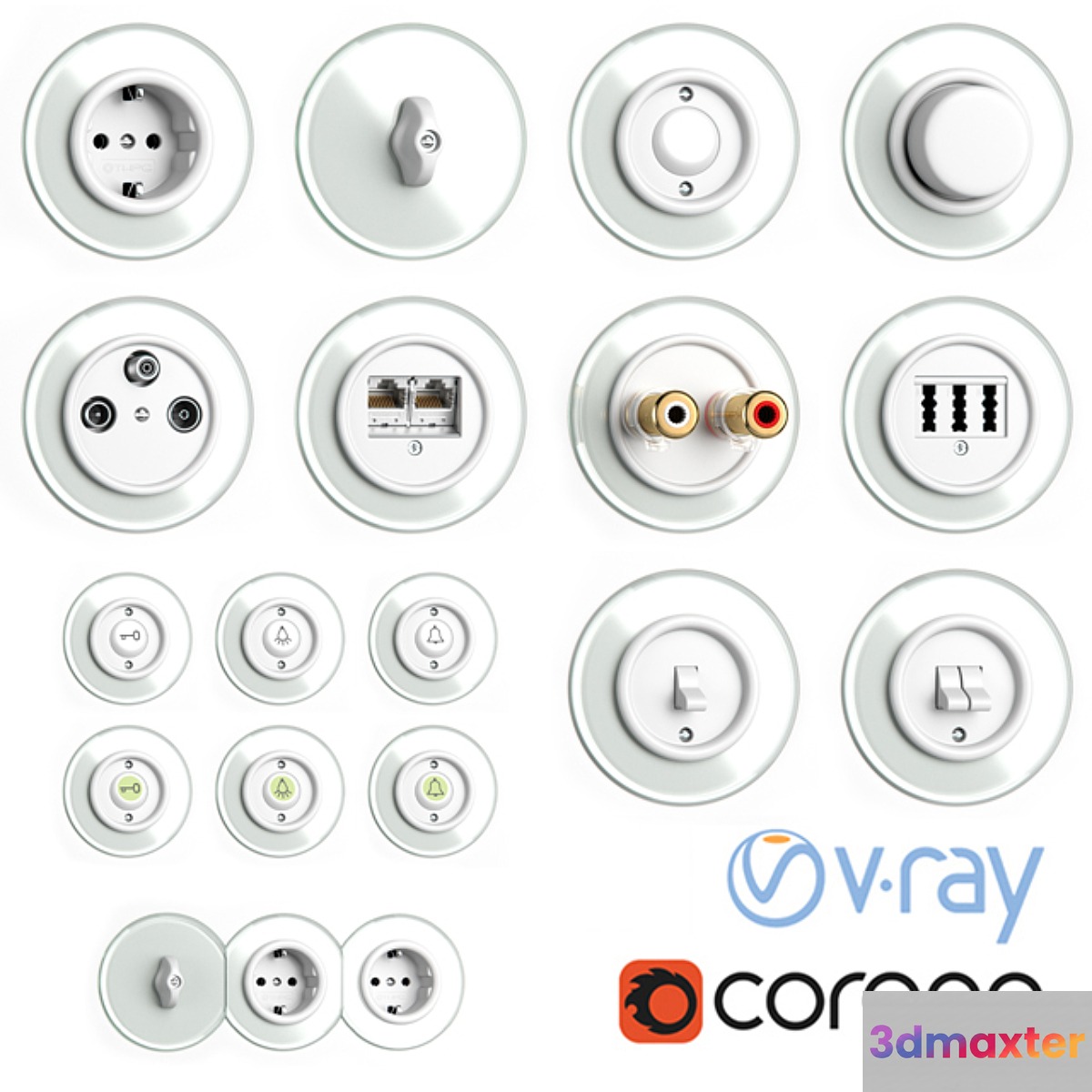 Switches and sockets THPG Duroplast Glass Covering