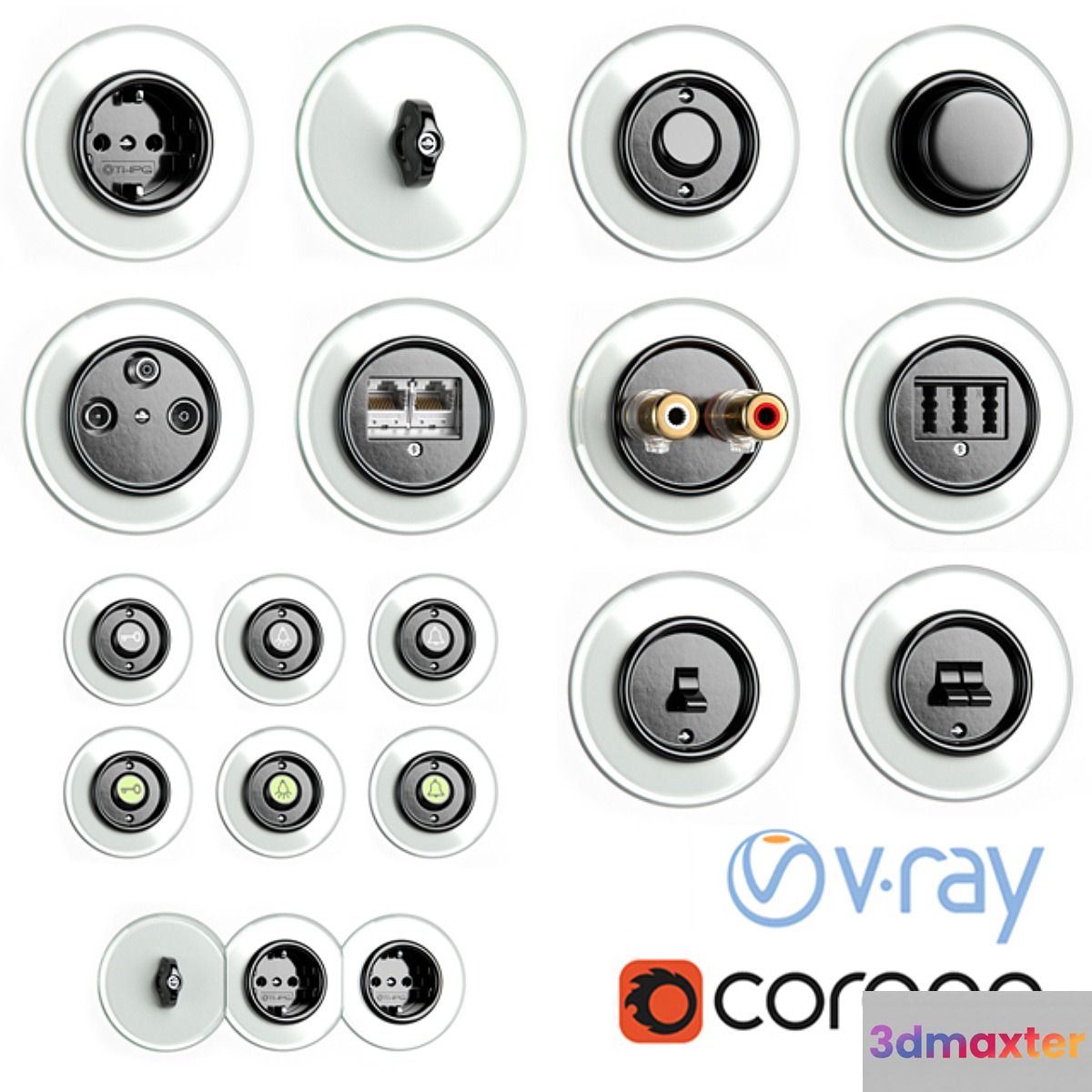 Switches and sockets THPG Bakelite Glass Covering