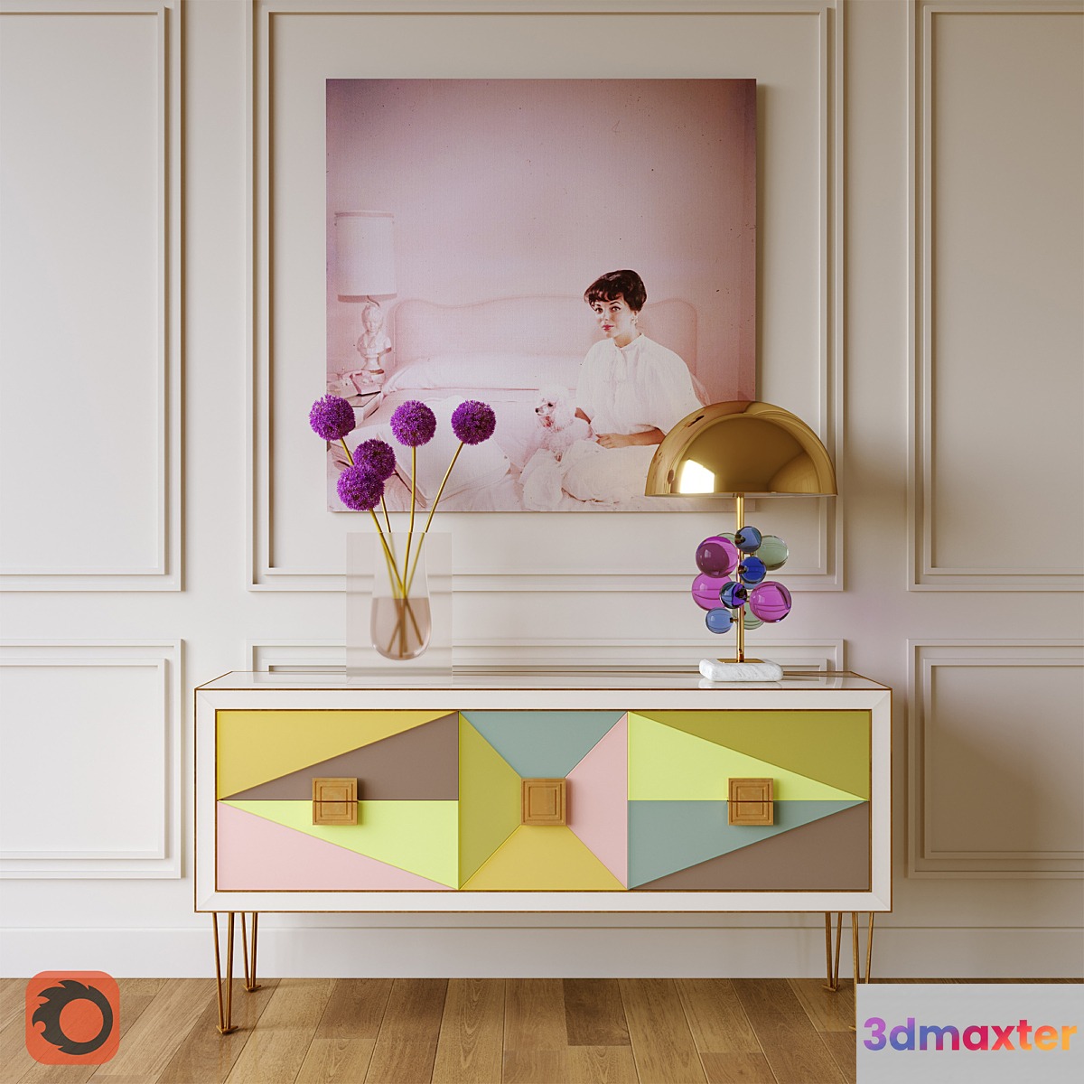 Harlequin console and Globo table lamp