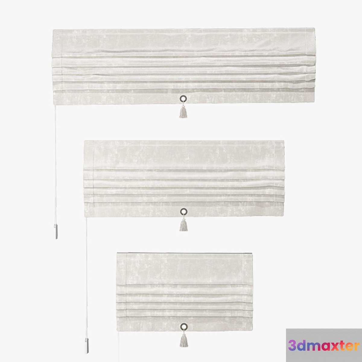 Set of Roman curtains TITOS (white velvet) 3D Max
