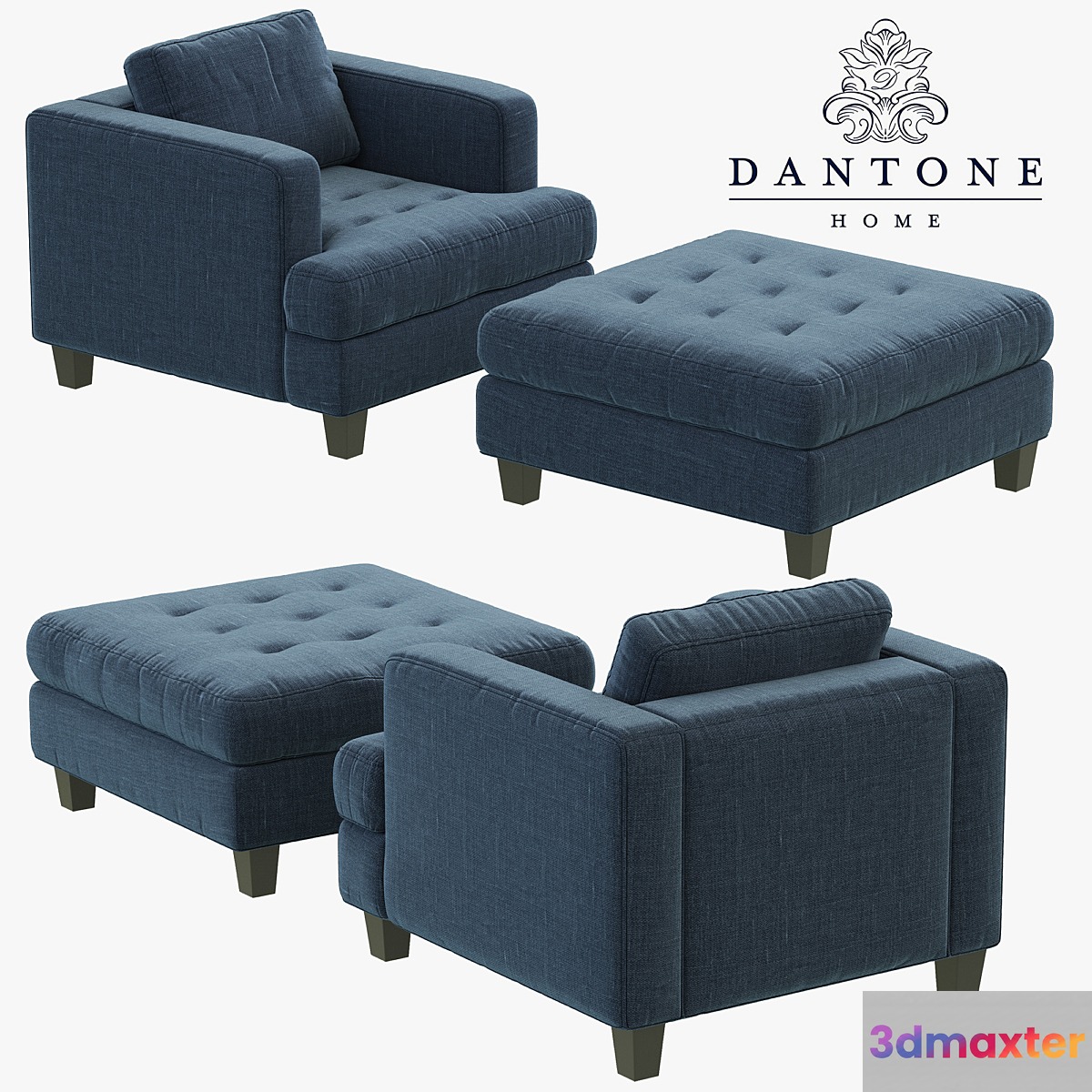 Dantone Home Fleetwood armchair and pouf 3D Max