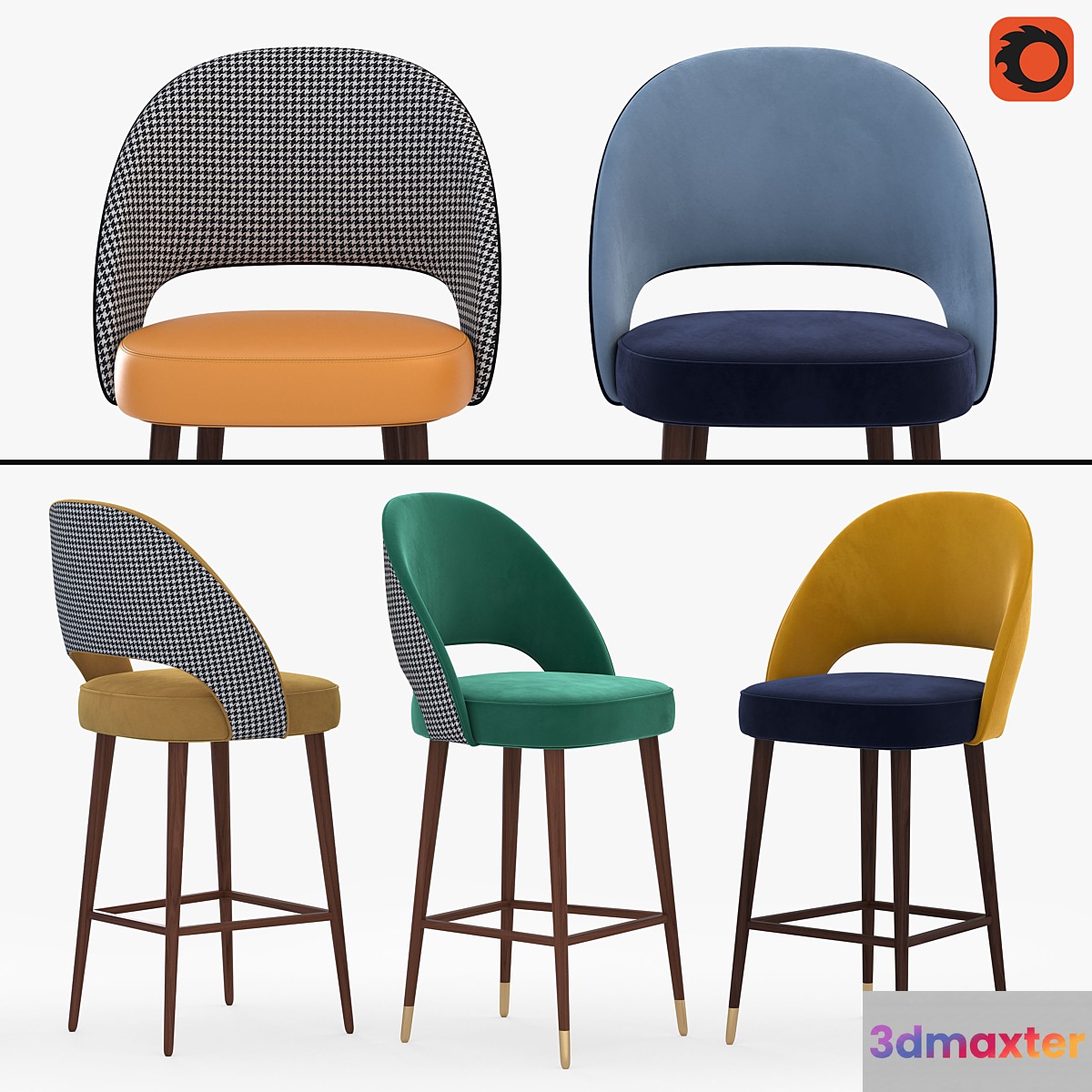 AVA BAR CHAIRS_set 3D Max