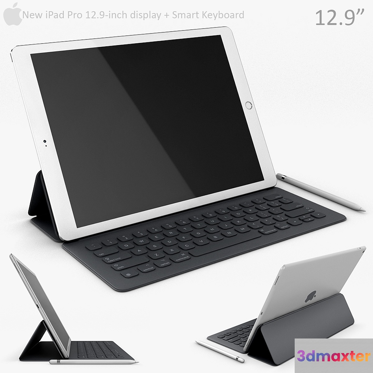 Apple iPad Pro 12.9 Inch with smart keyboard 3D Max