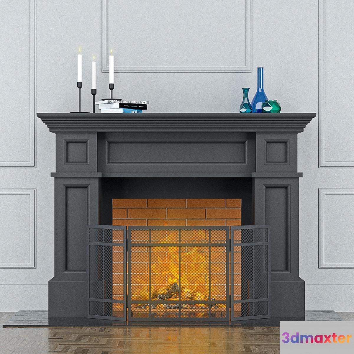 Fireplace with screen 3D Max