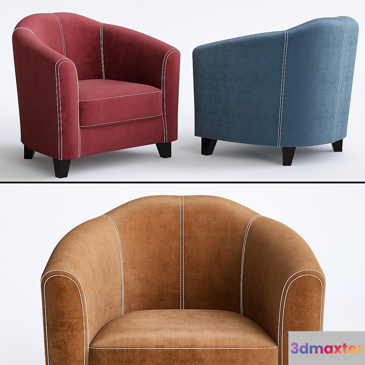 Fauteuil Club Vintage en Jeans 3D Max