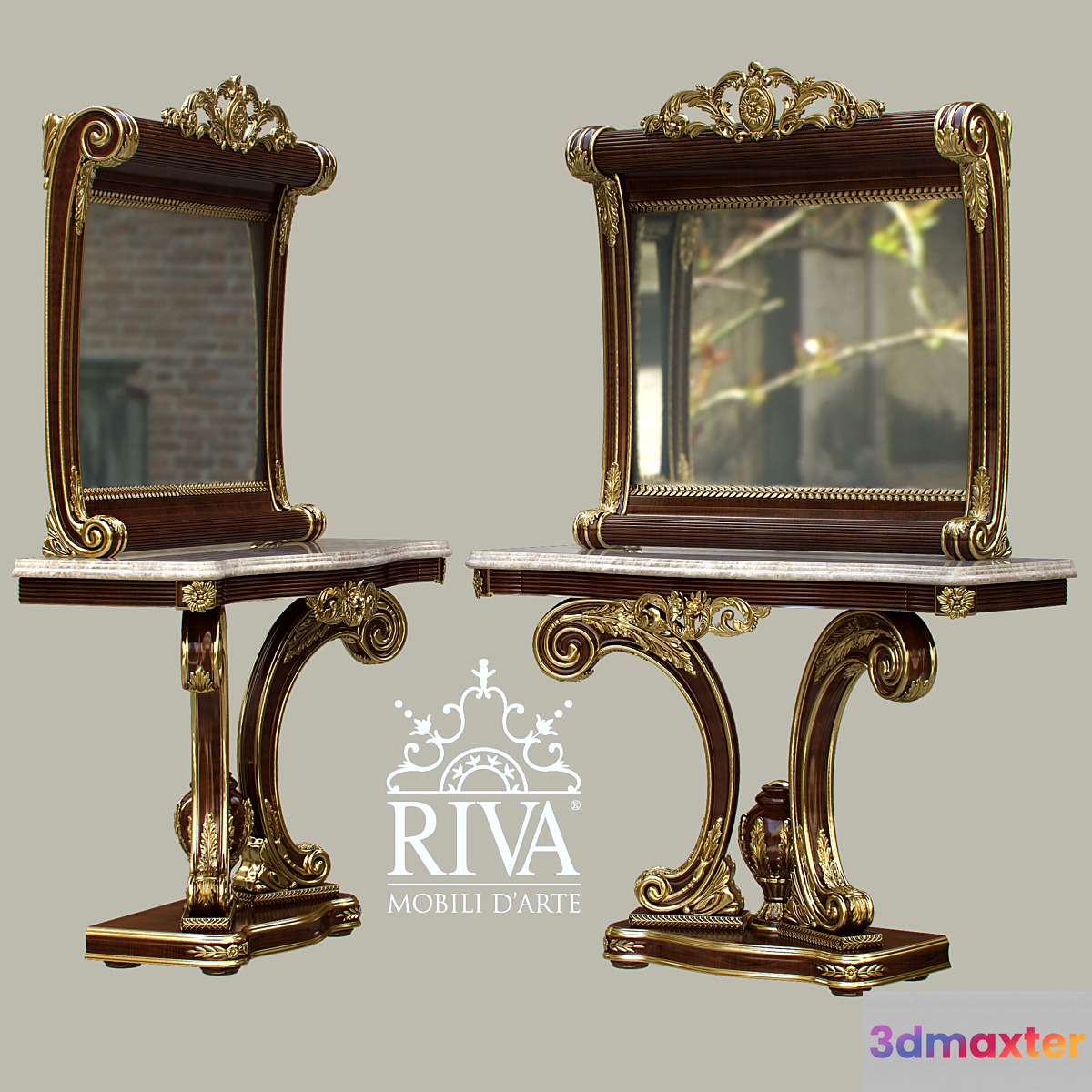 Console and mirror 3D Max