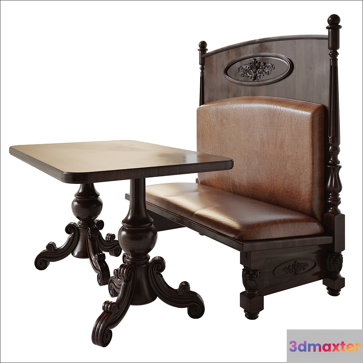Furniture for a restaurant with thread elements 3D Max