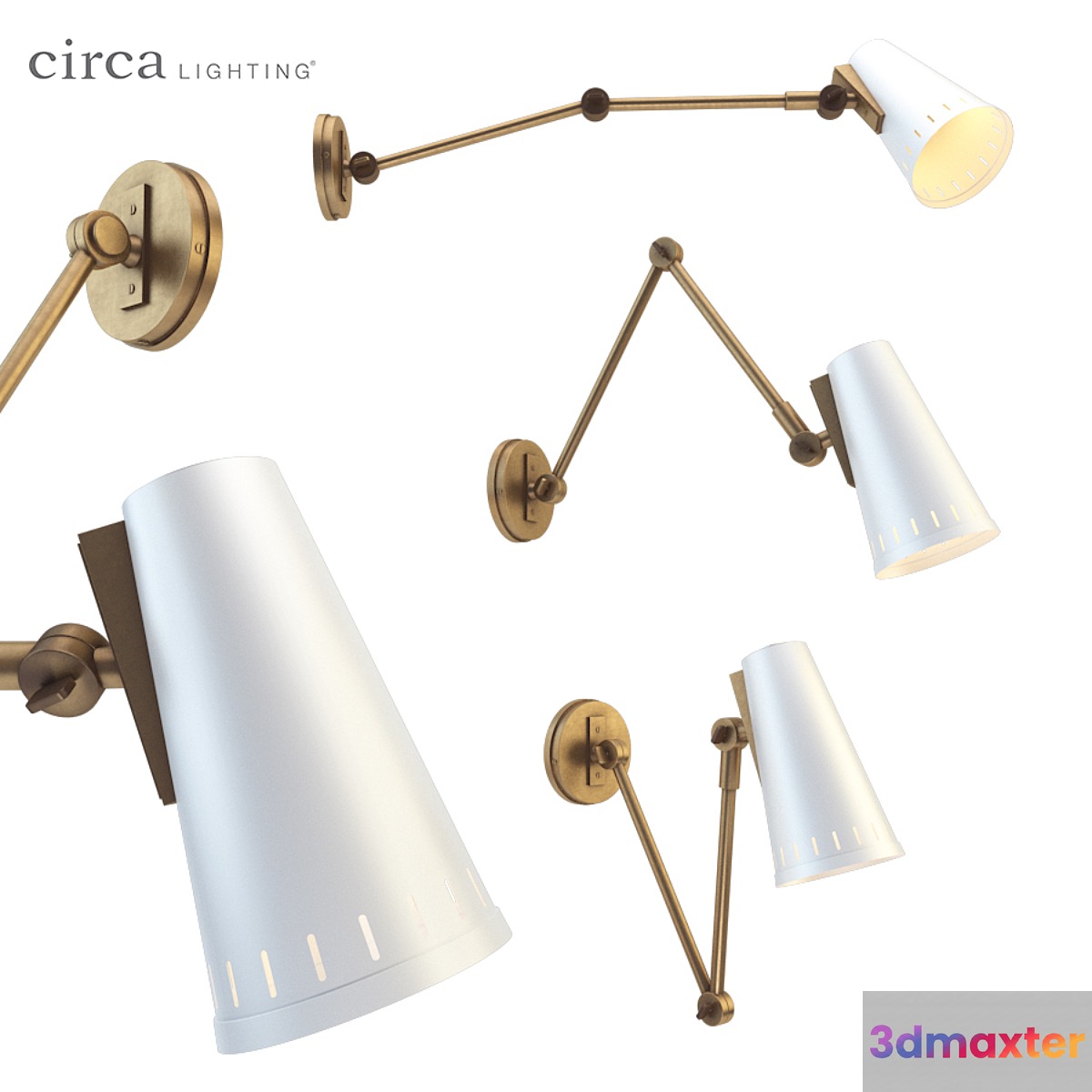 Antonio Adjustable Two Arm Wall Lamp 3D Max