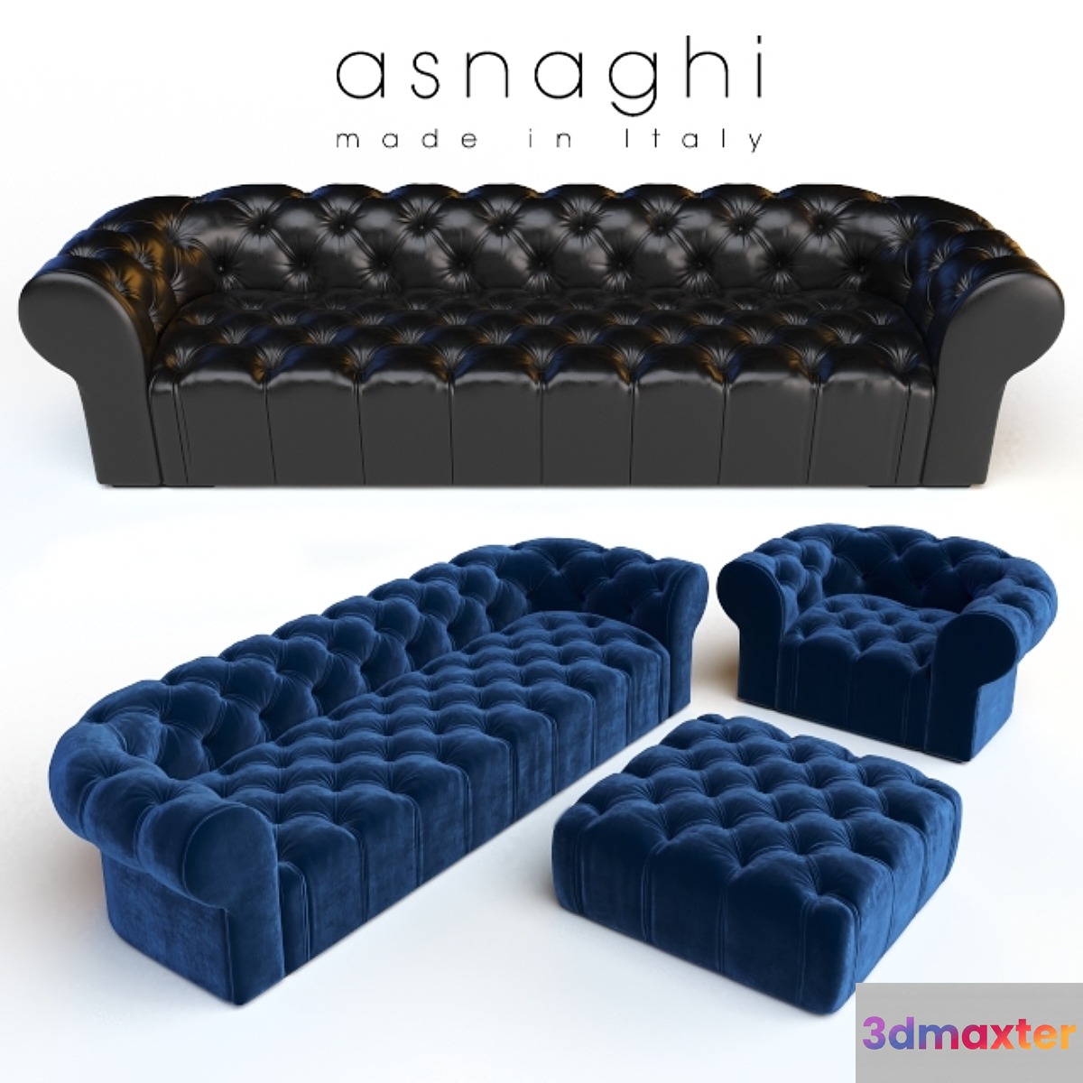 Asnaghi Magnum sofa & armchair & pouf