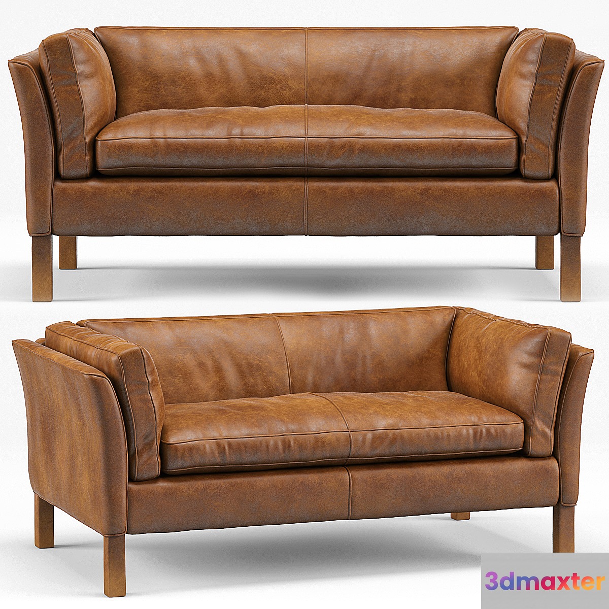 Clara Modern Classic Leather Upholstered Loveseat 3D Max