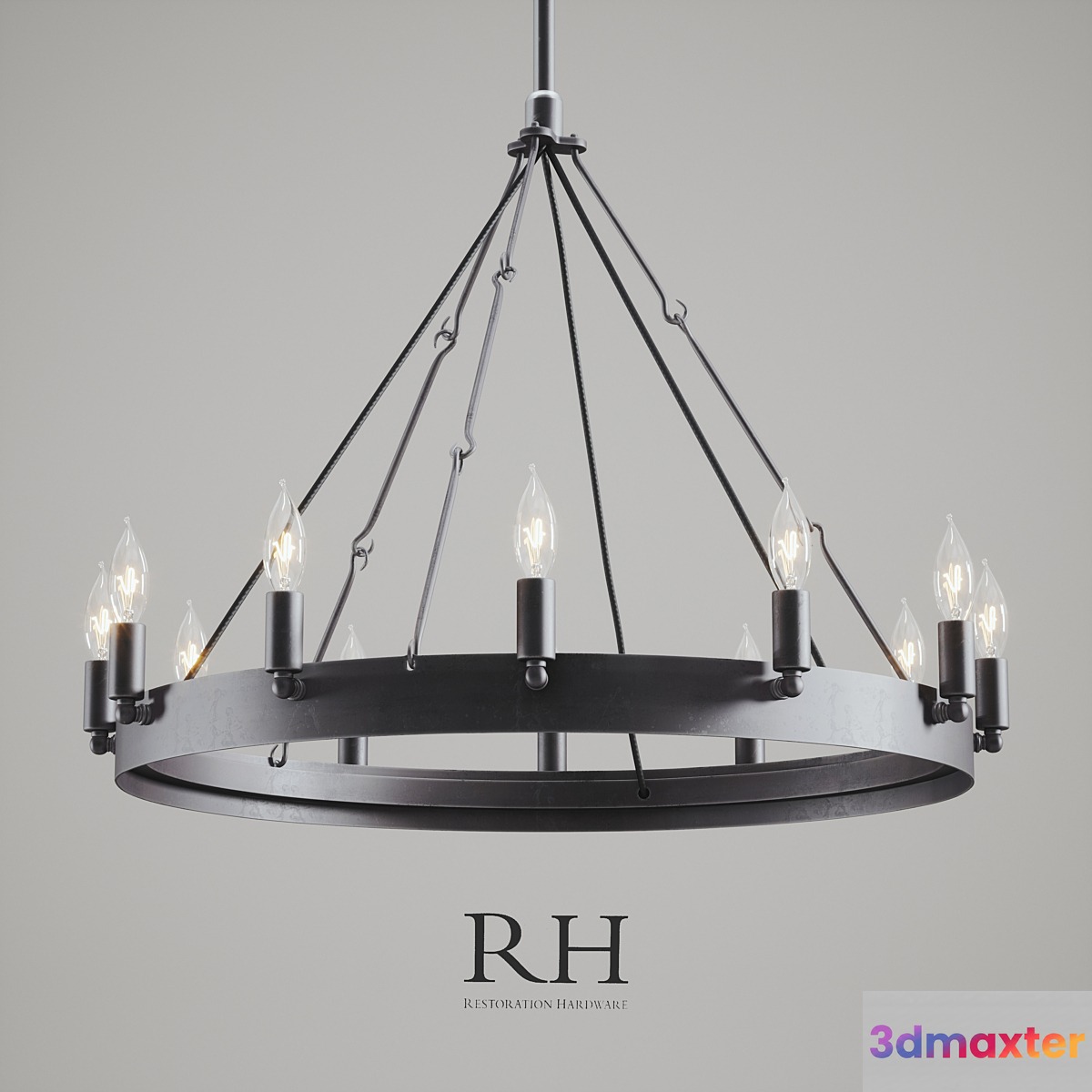 CAMINO VINTAGE CANDELABRA _ FILAMENT ROUND CHANDELIER IRON 3D Max