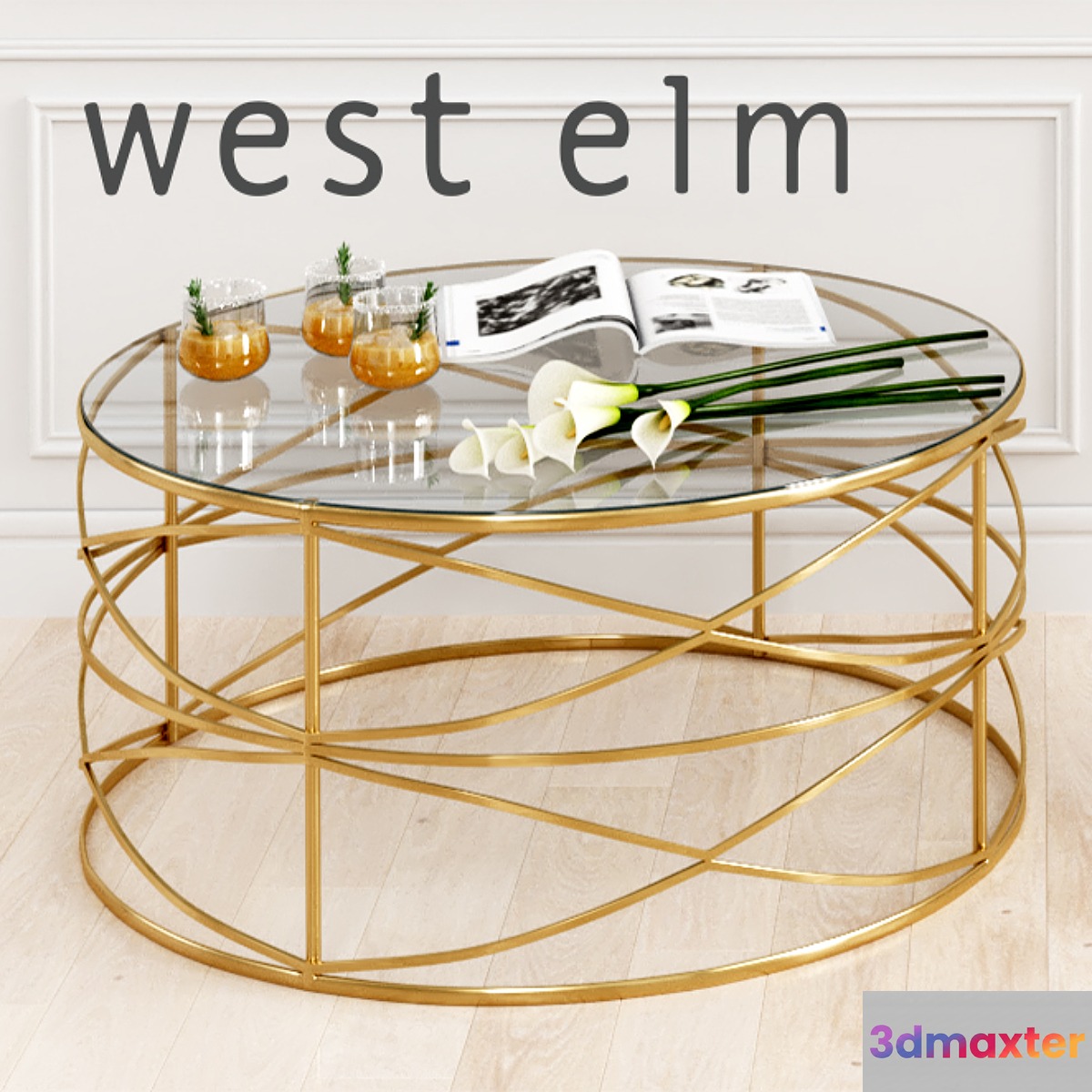 Sculptural Brass Coffee Table 3D Max