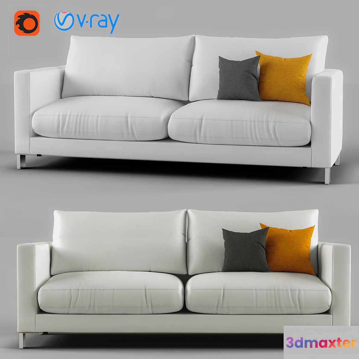 Gray and orange modern lounge 3D Max
