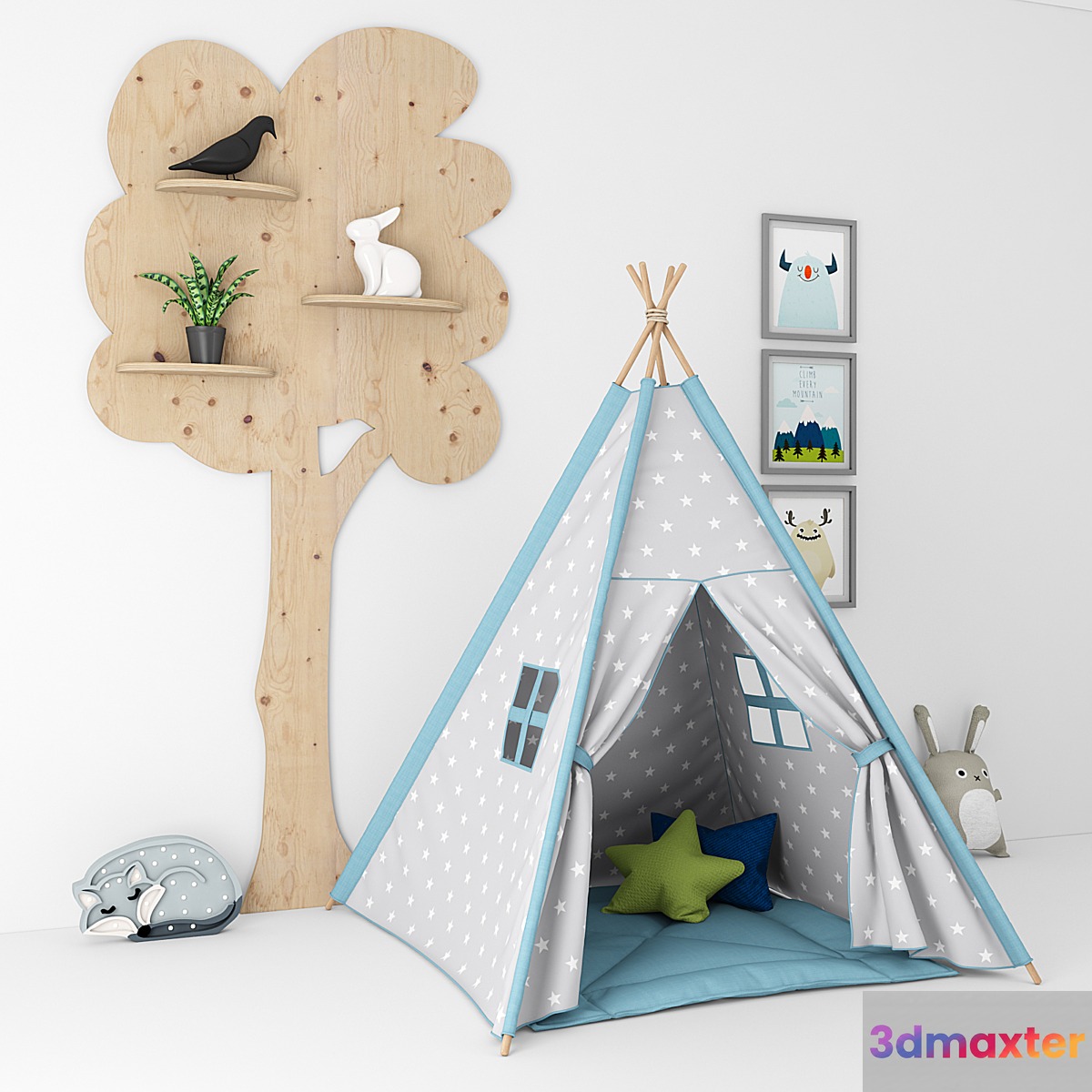Decorative set for a nursery with a tent 3D Max