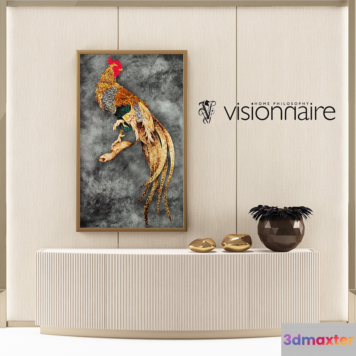 Visionnaire arts set - Rooster and Augustus curved cabinet