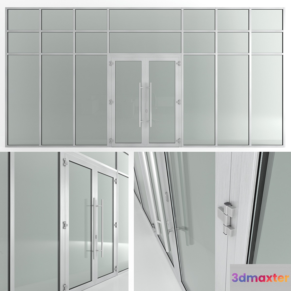 Glass fire doors and partitions Nayada. Rack profile. 3D Max