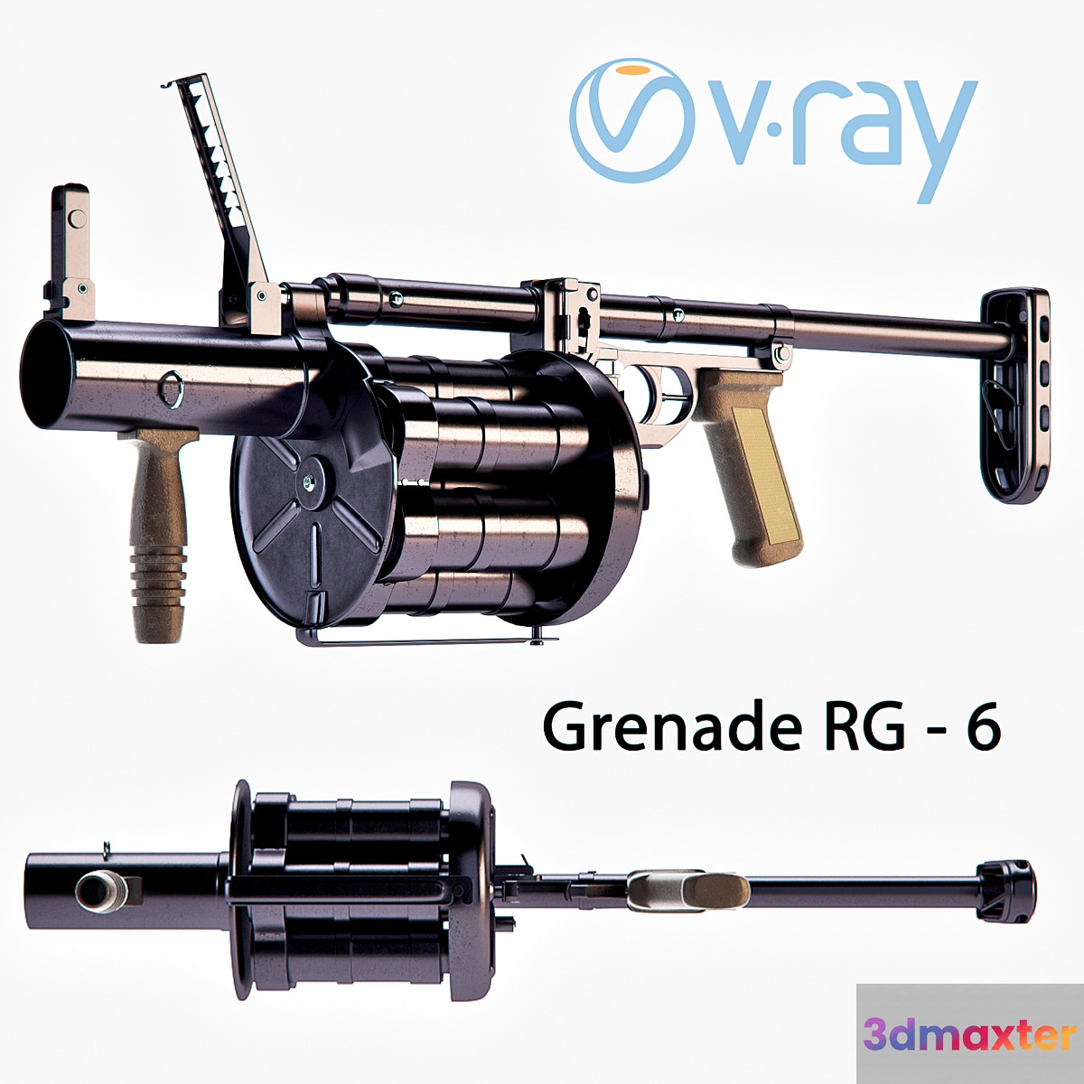 RG-6 grenade launcher 3D Max