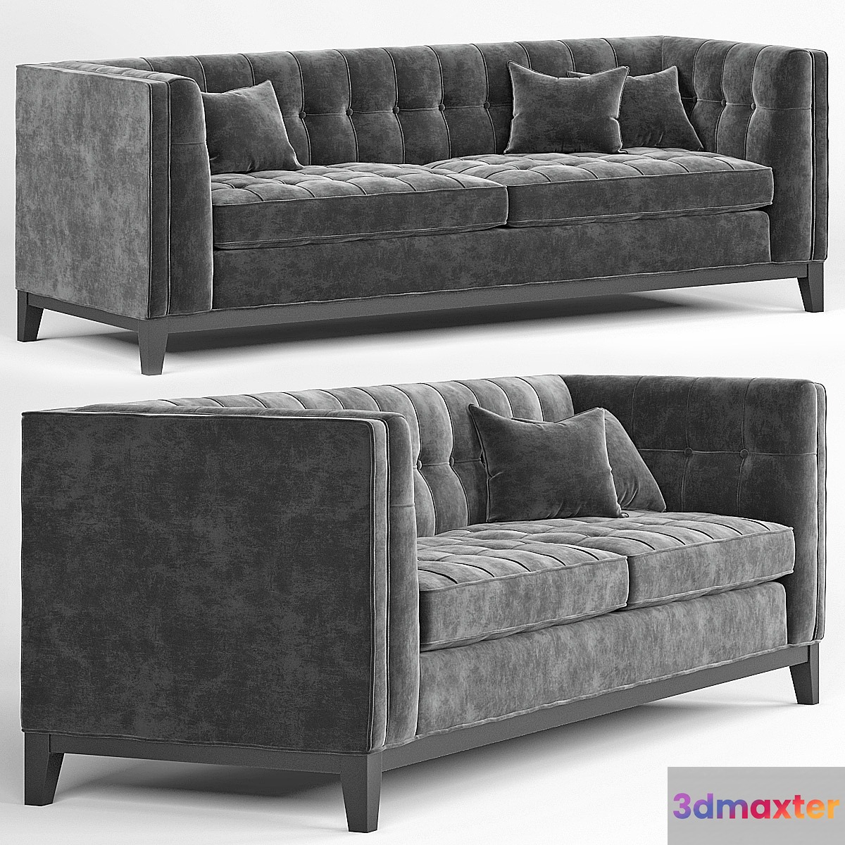 Eichholtz Aldgate Modern Classic Black Velvet Modular Sofa 3D Max