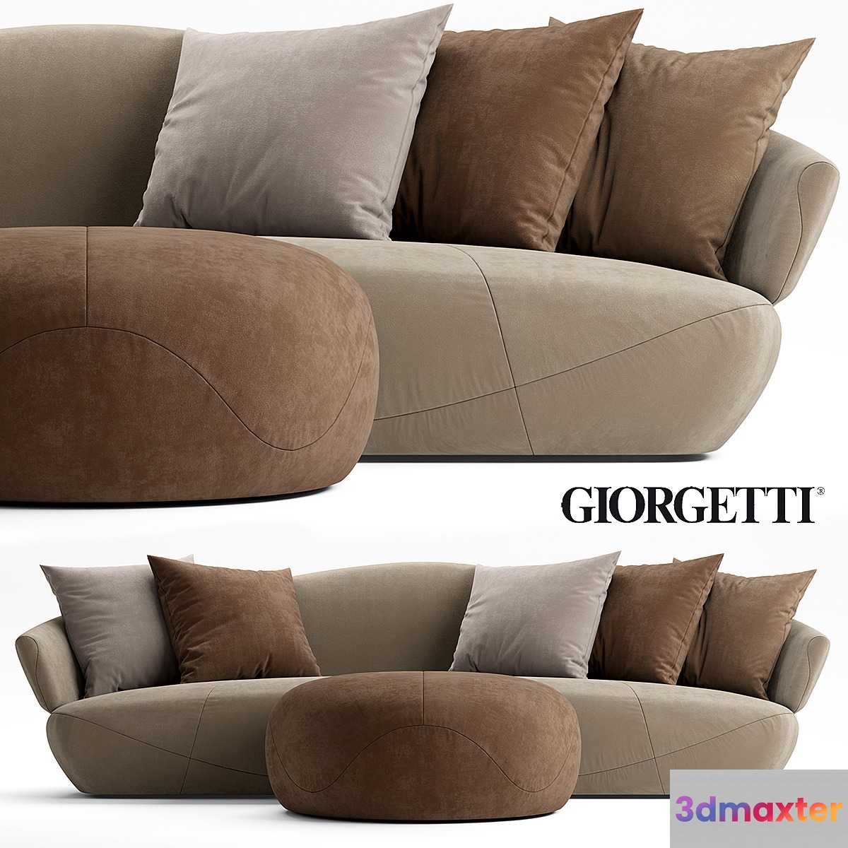 Sofa and pouf Giorgetti SOLEMYIDAESOLEMYIDAE - No.2