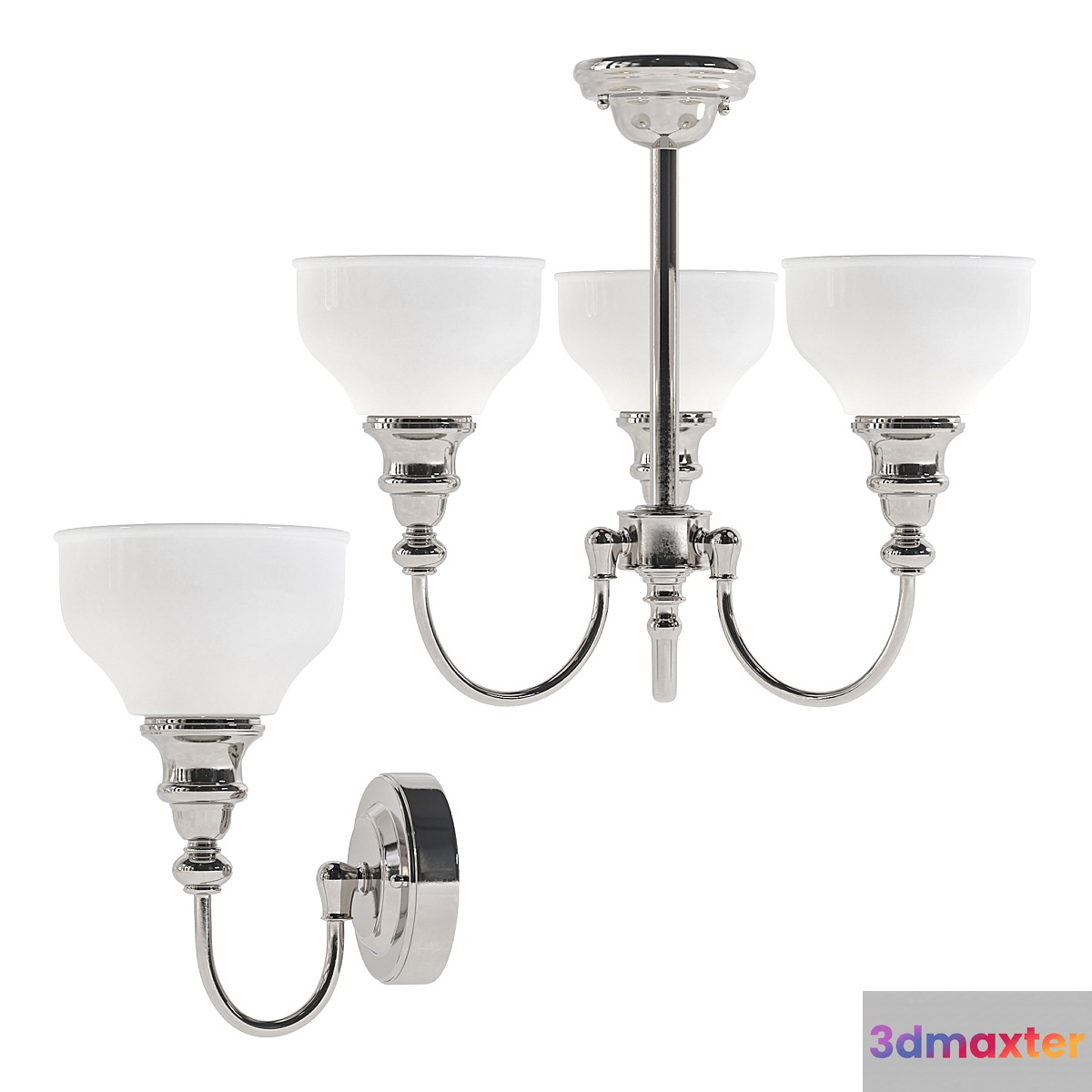 GLASS & CHROME 3 LIGHT FITTING IP44