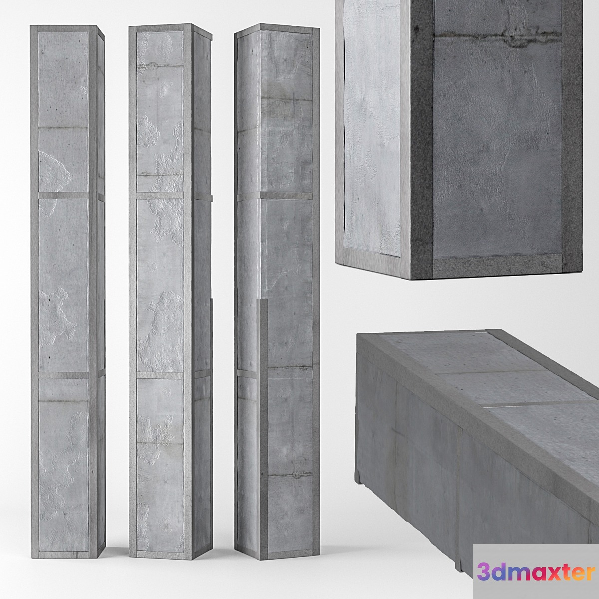 Concrete column with metal bandage 3D Max